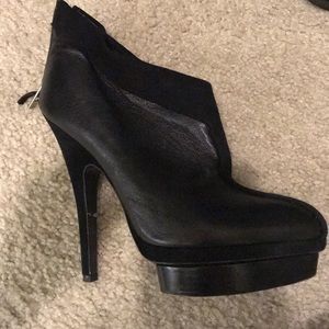 YSL leather bootie trimmed with suede